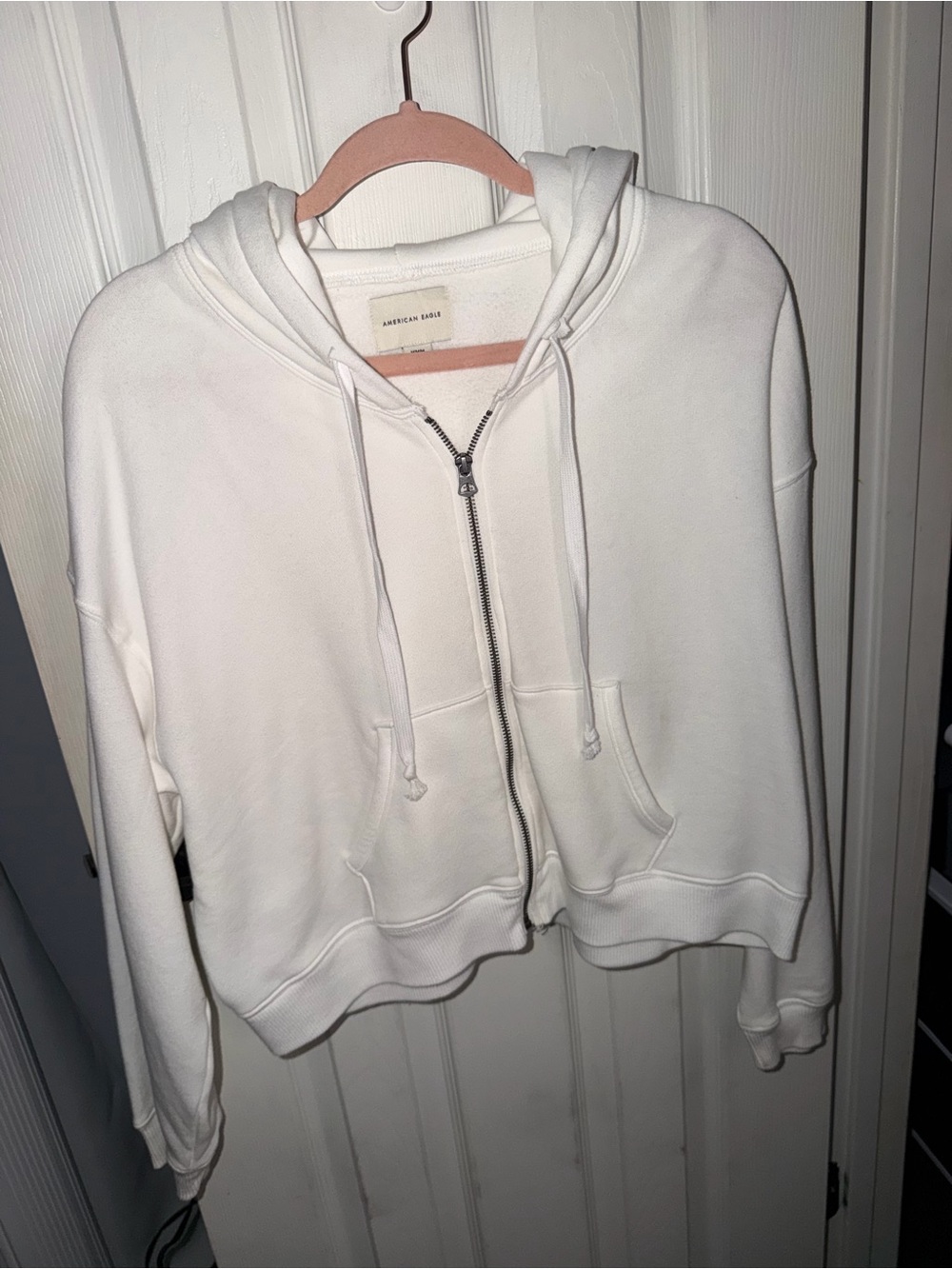 American Eagle Outfitters Cream Full-Zip Hoodie
